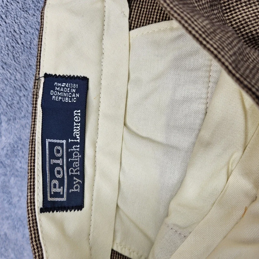 Vintage Polo Ralph Lauren Hayward Pants Mens 34x30 Houndstooth Pleated Cuffed